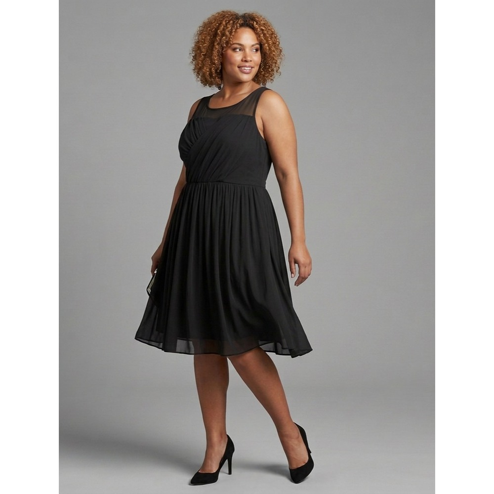 Torrid Flowy Skater Dress Womens 2X Black Mesh Sleeveless Retro Whimsigoth Fairy